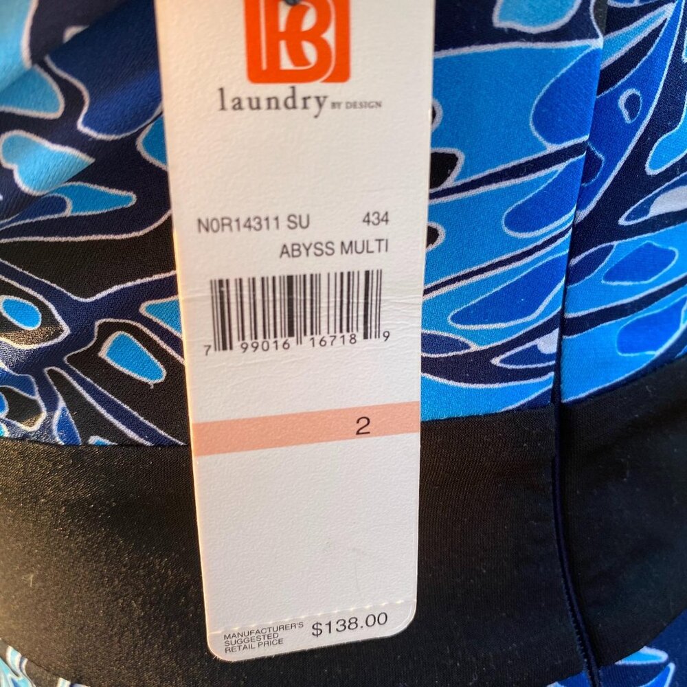 LAUNDRY By Design Abyss Dress Size 2 Faux Wrap Puff Sleeve Multicolor NWT - Picture 5 of 16